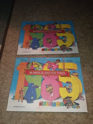 Vintage (2) 1985 McDonaldland Fun Times Calendar Vol.6 No.6 Dec