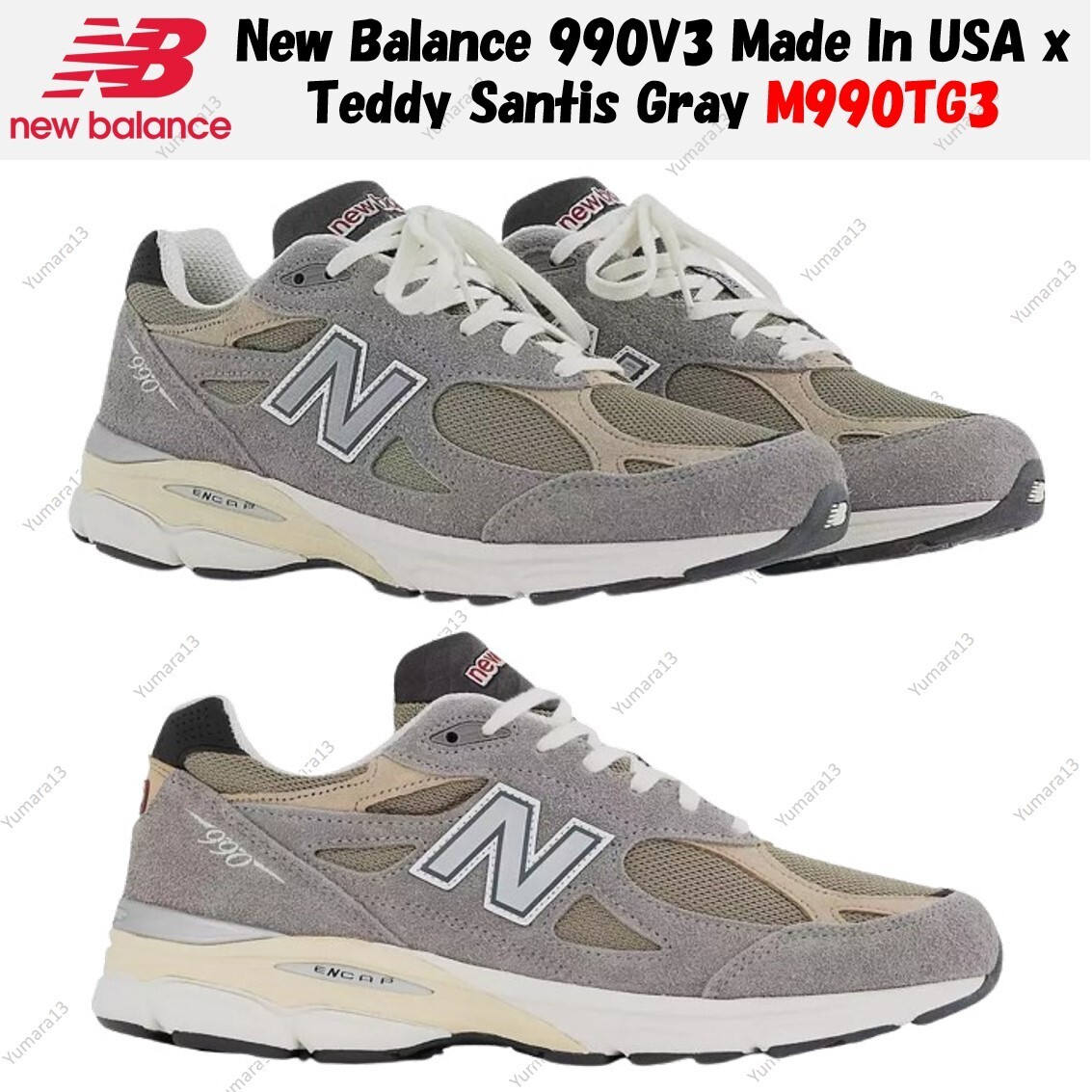 New Balance 990V3 Made In USA x Teddy Santis Gray M990TG3 Men's