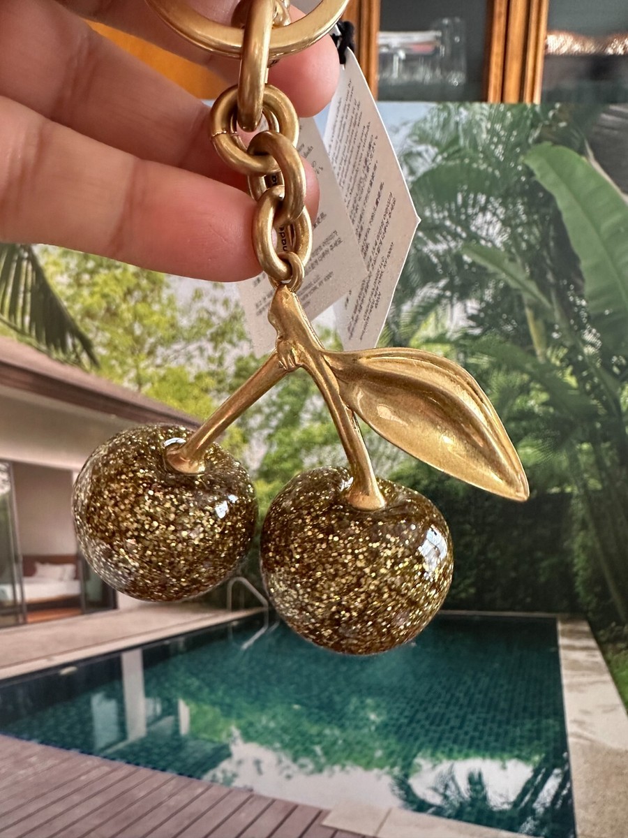 COACH Cherry GOLD SPARKLE Keychain or Bag Charm 77840 Authentic