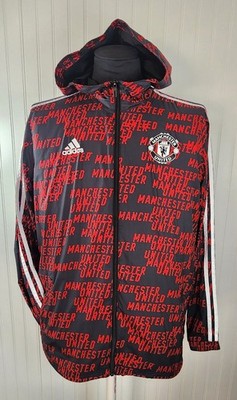 Adidas Manchester United Nylon Glanz Anthem Jacket Red Black Mens