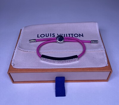 Authentic Louis Vuitton M00282 Silver Plate Pink Space Bracelet W