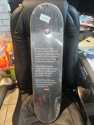 Supreme Scarface Split Skateboard Art Deck by Supreme Black White