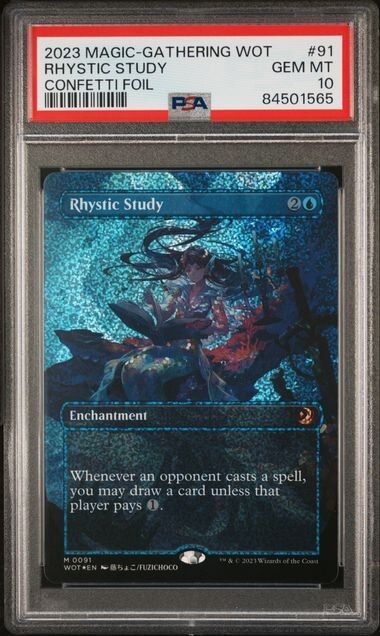 MTG PSA graded gem mint 10 anime confetti foil rystic study 0091