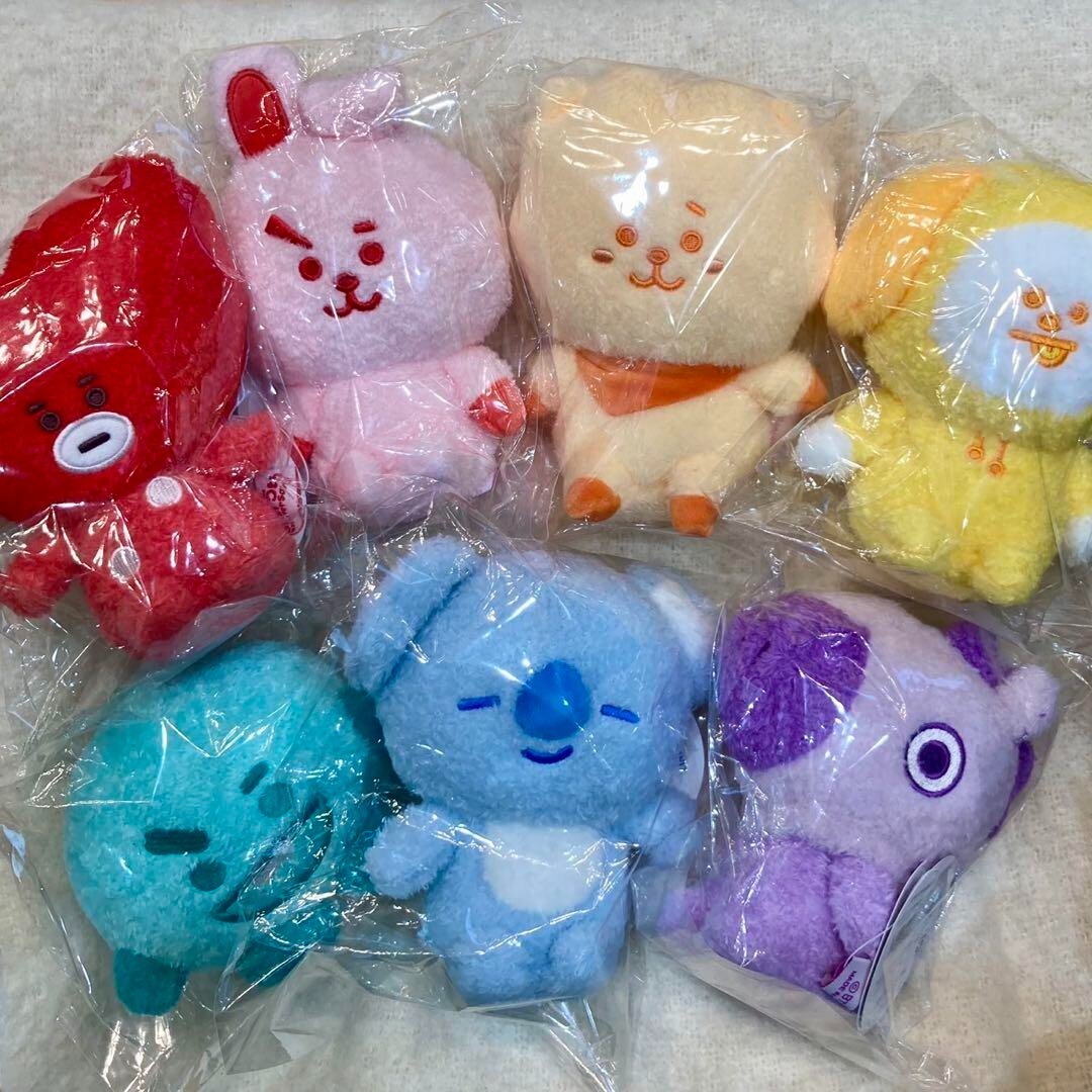 BTS BT21 SET of 7 5th Anniversary Rainbow Color Bean Doll Plush