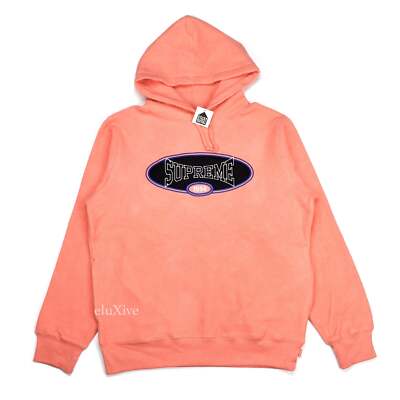 NWT Supreme Coral Pink Reverse Fleece Logo Hoodie Sweatshirt XL