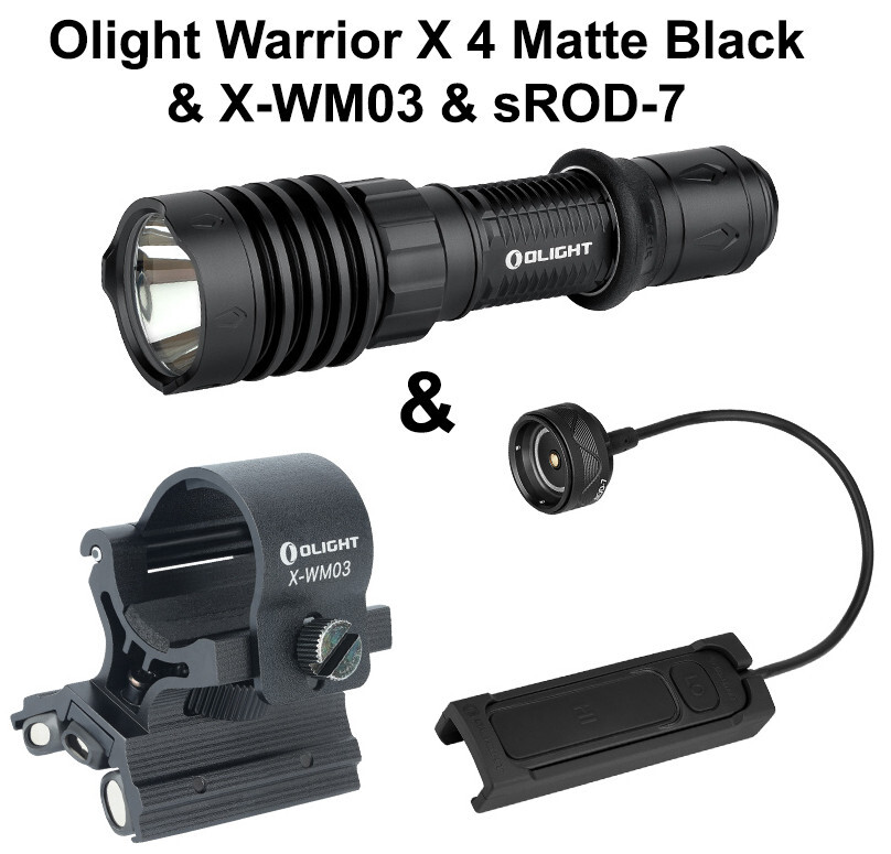Olight Warrior X 4 Matte Black & X-WM03 Mount & sROD-7 Remote