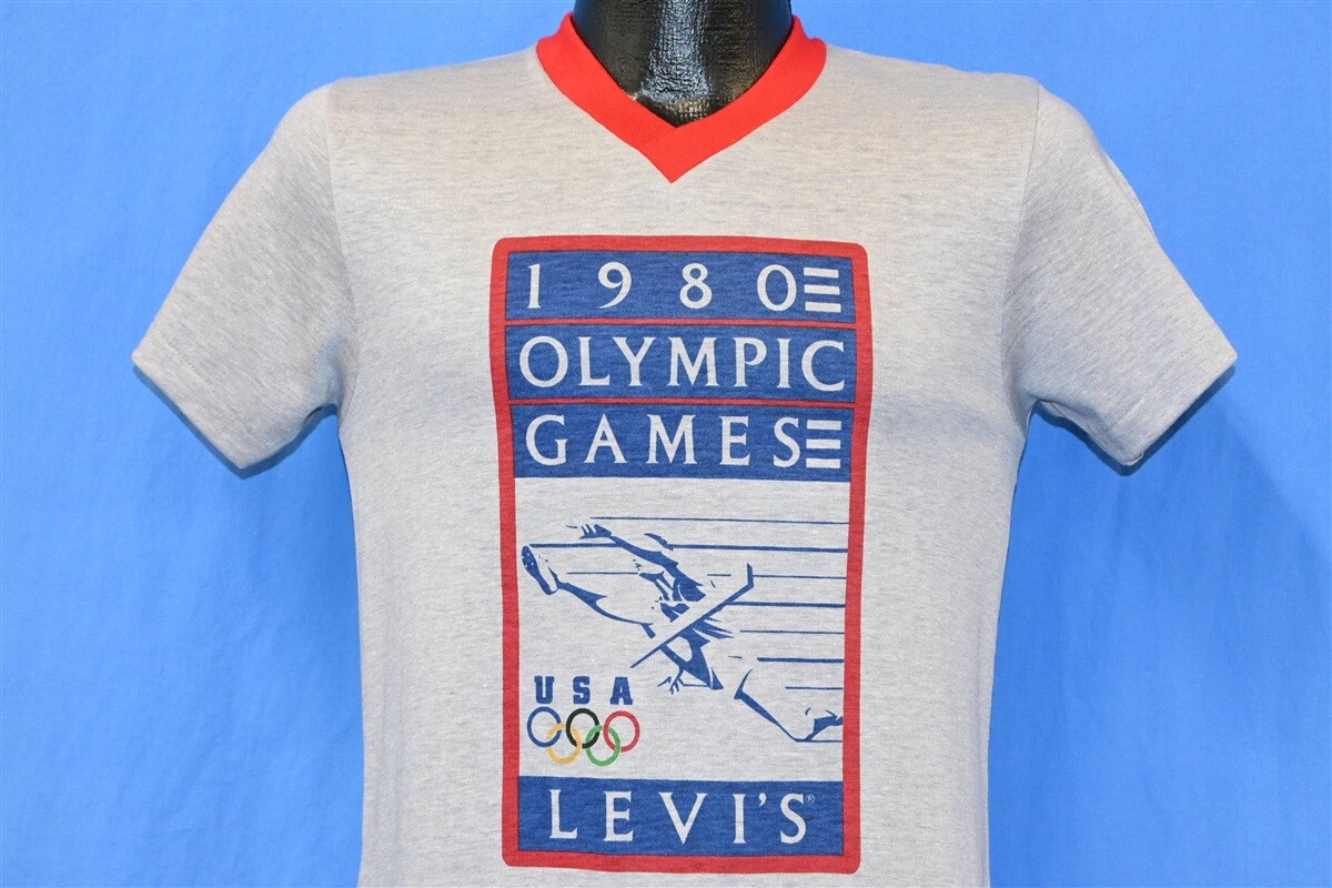 vintage 80s 1980 OLYMPIC GAMES TEAM USA LEVI'S TAB TAG NWT GRAY t
