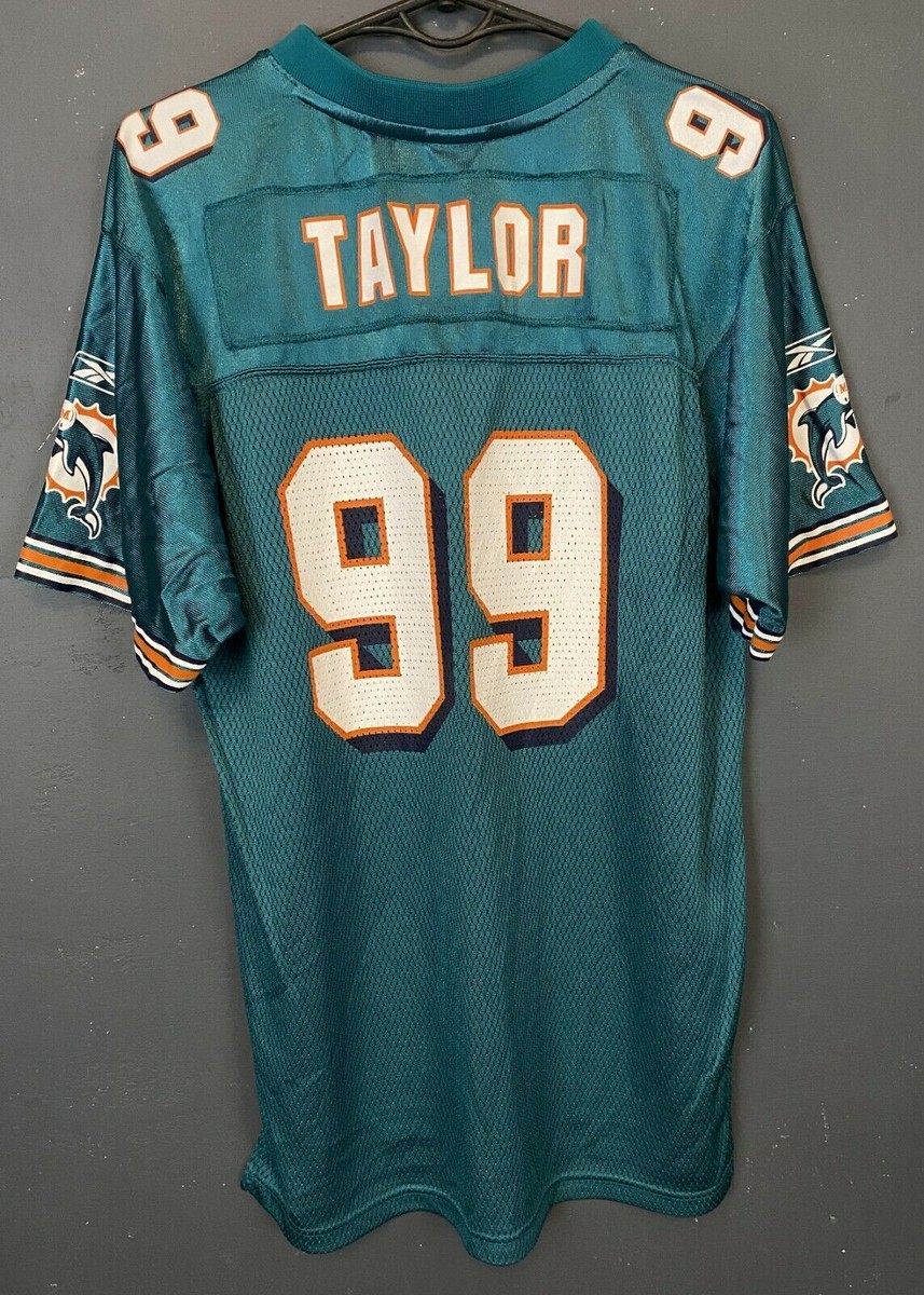REEBOK JASON TAYLOR #99 MIAMI DOLPHINS NFL FOOTBALL SHIRT JERSEY