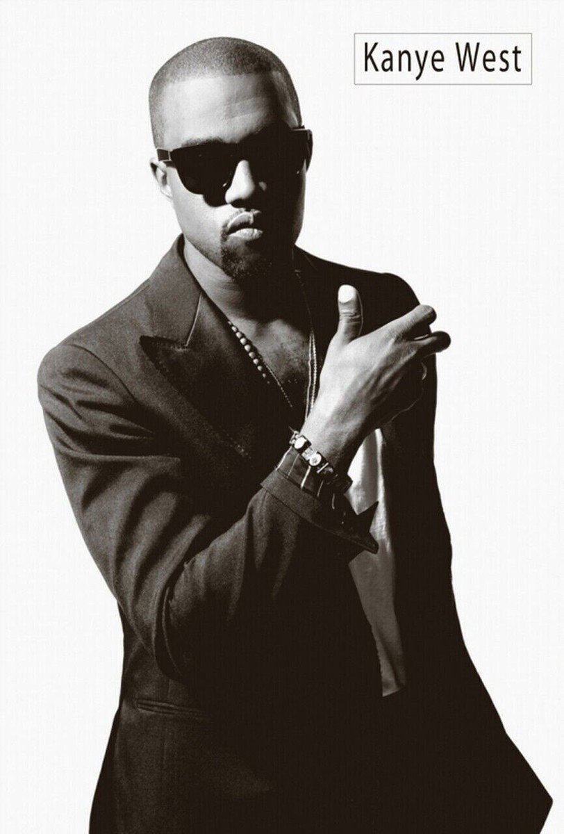 RAPPER RAP HIP HOP ARTIST KANYE WEST BLACK & WHITE POSTER 24X36