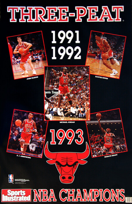 Chicago Bulls THREE-PEAT 1991-93 Michael Jordan Sports Illustrated