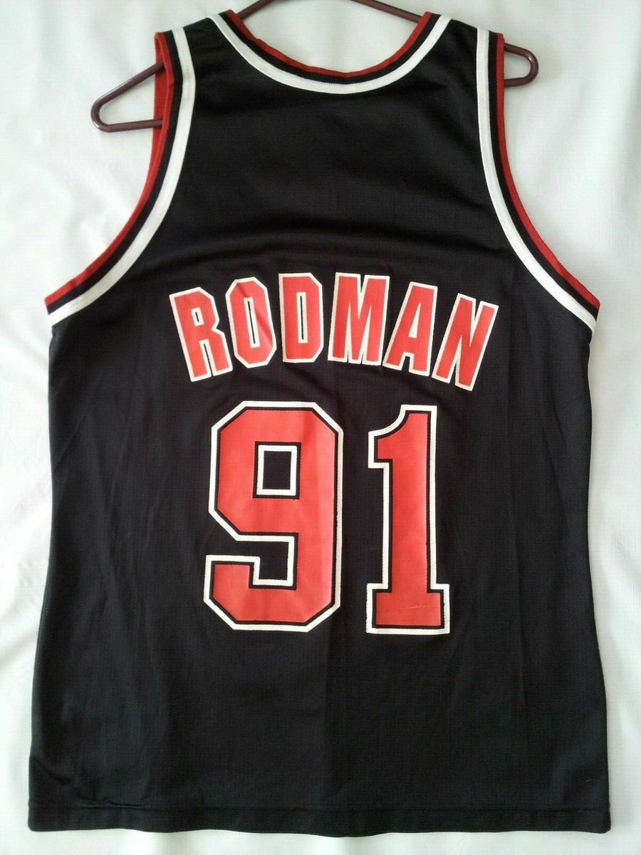 VINTAGE CHAMPION CHICAGO BULLS #91 DENNIS RODMAN BASKETBALL JERSEY