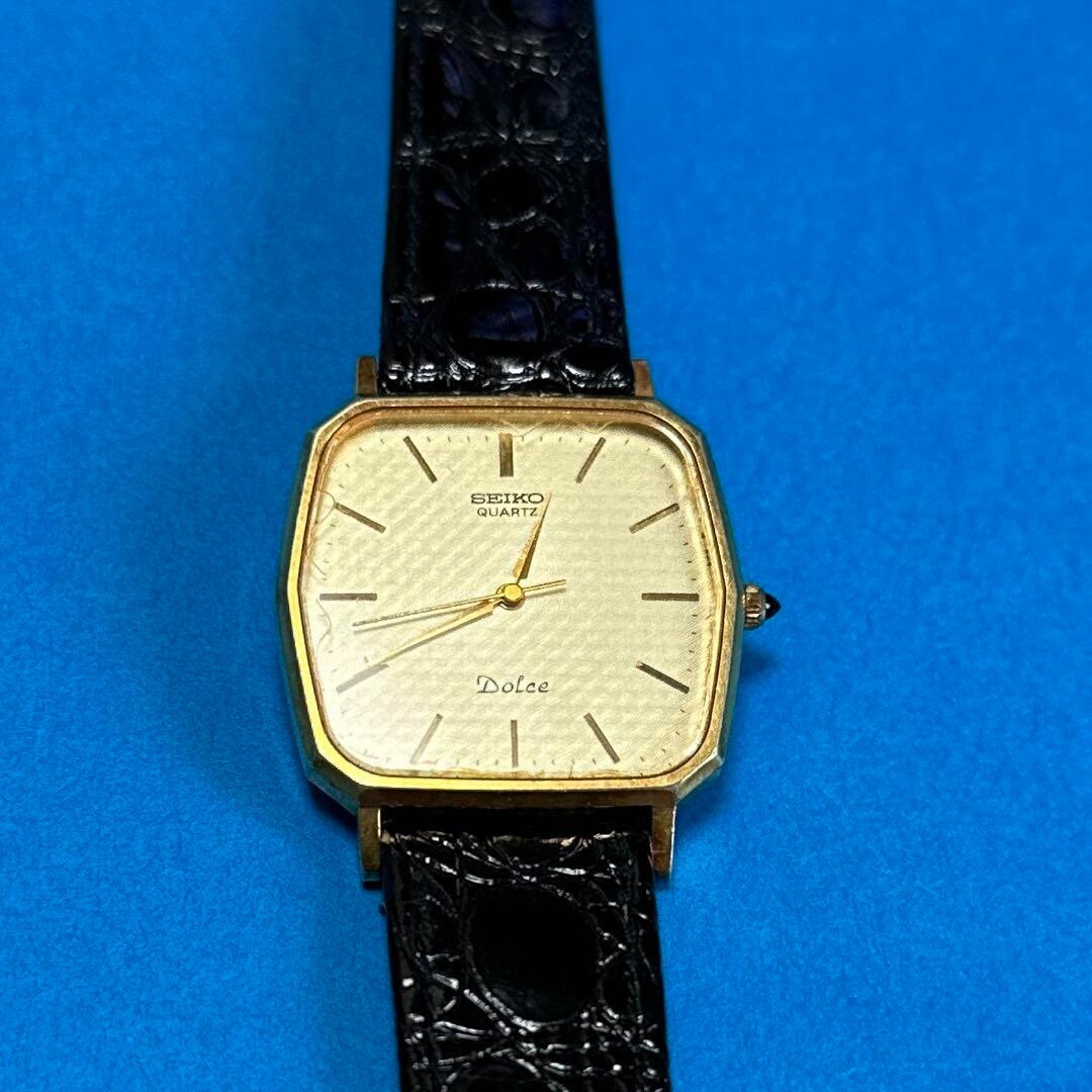 Seiko Dolce 7731-5120 Gold Quartz Mens Watch New Battery Working