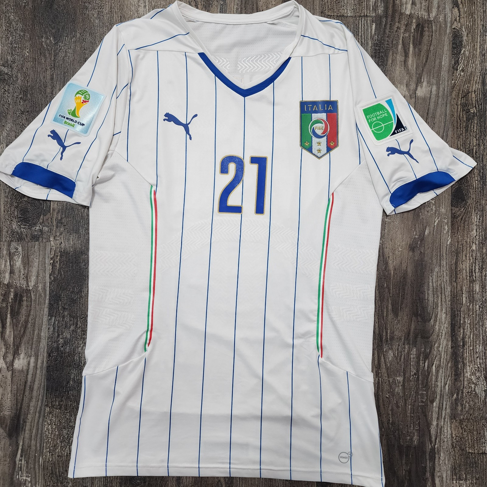 2014 Puma Italy Away Soccer Jersey Andrea Pirlo Men XXL PLAYER
