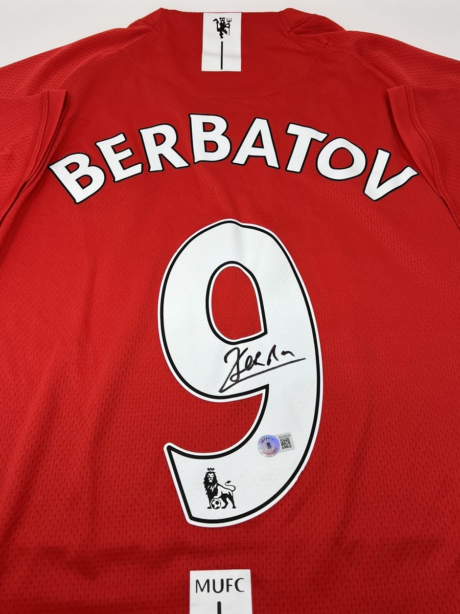 Dimitar Berbatov Hand Signed Manchester United 07/08 Home Jersey