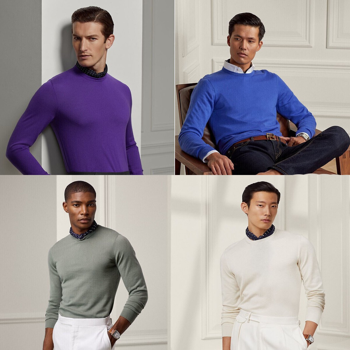 Ralph Lauren Purple Label Mens Blue Green Purple Cashmere Crew