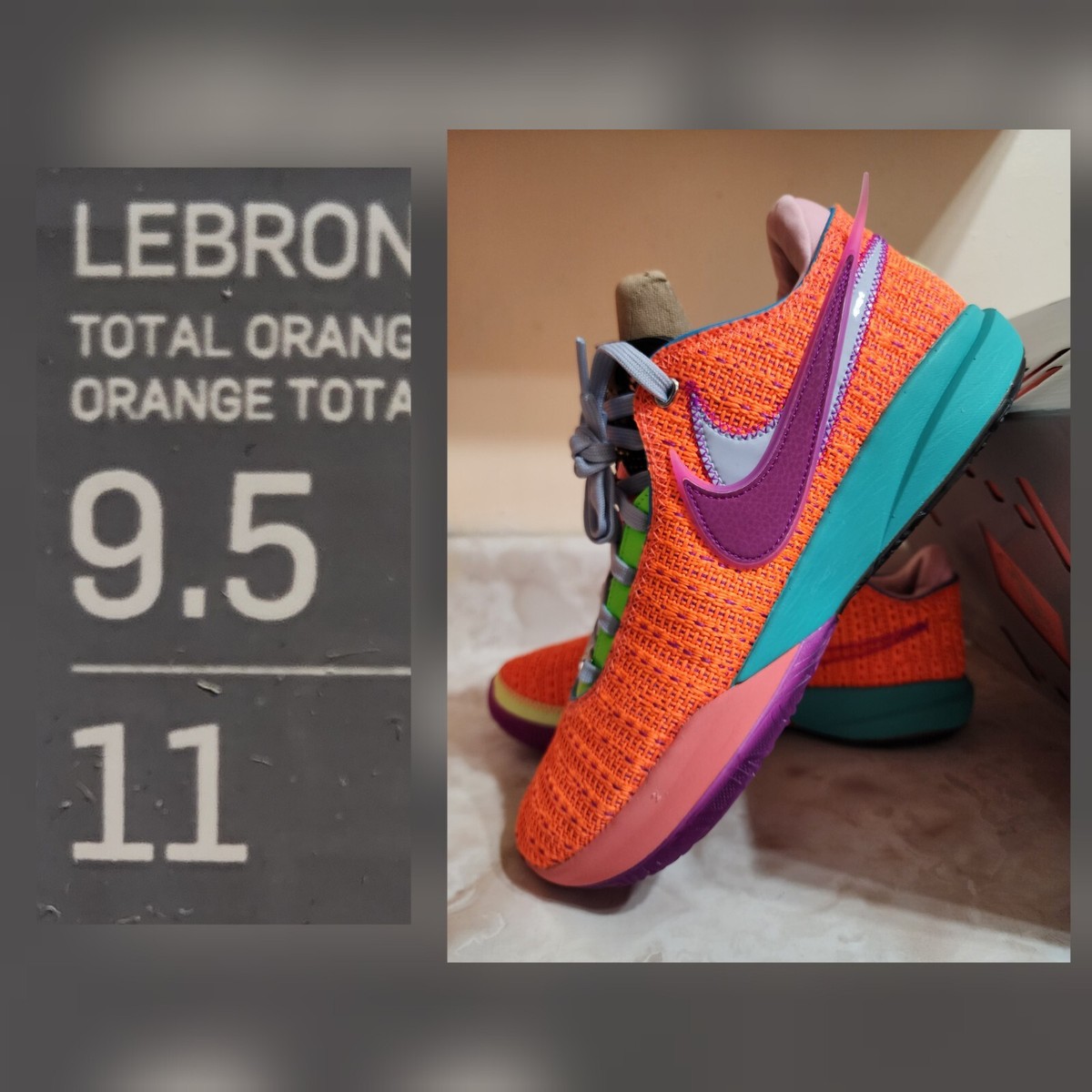 Nike Size 9.5 Nike LeBron XX 20 Total Orange Blue Basketball