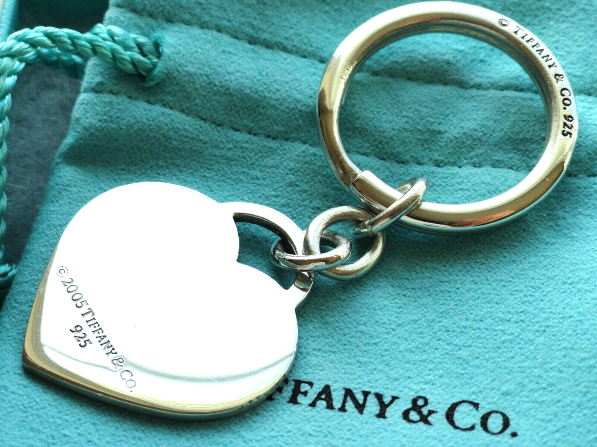 Tiffany & Co. Sterling Silver 1837 Heart Tag Keychain Key Ring in