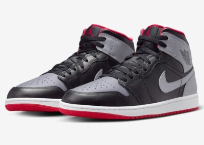 Air Jordan 1 Mid Bred Shadow Black Cement Grey Fire Red DQ8426-006