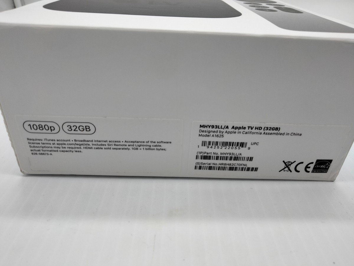 Apple TV HD 32GB 2nd Gen MHY93LL/A A1625 w/ Remote 1080p new