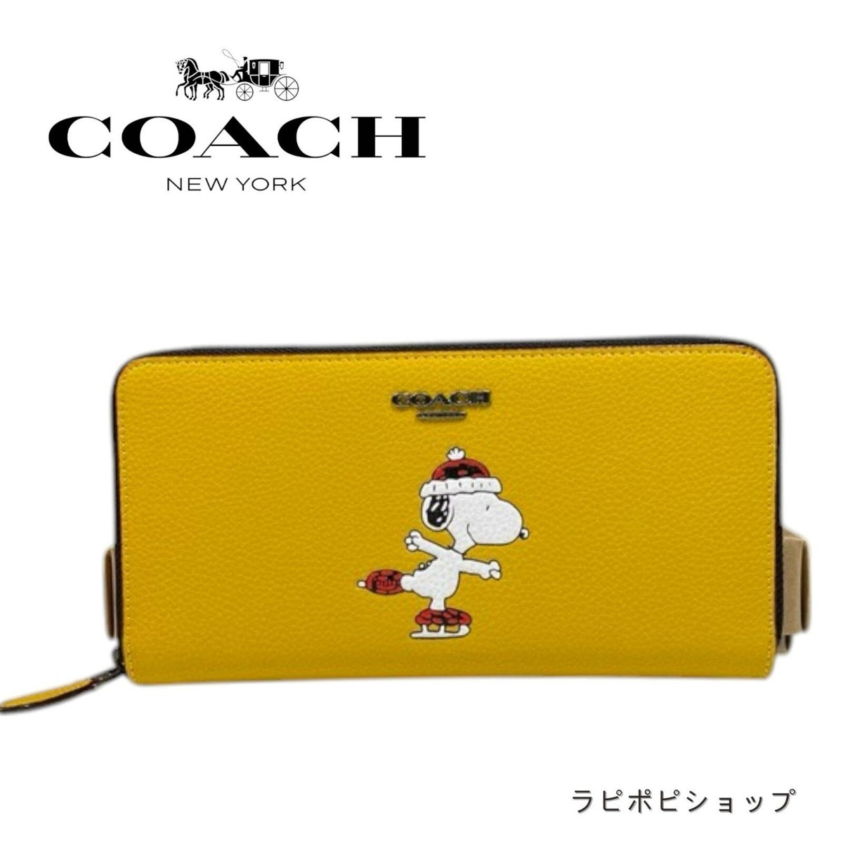 COACH x PEANUTS Special Collection Long Zip Leather Wallet Snoopy