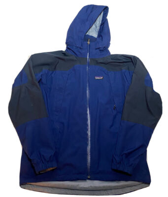 Vintage Patagonia Hooded Storm Jacket Mens Small Blue/ Black C5 | eBay