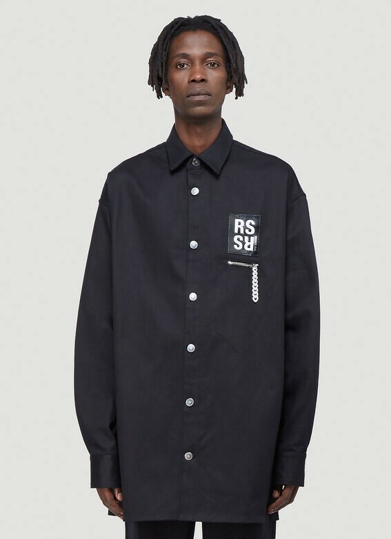 Raf Simons Oversized Denim Button Shirt Patch LARGE Black | eBay