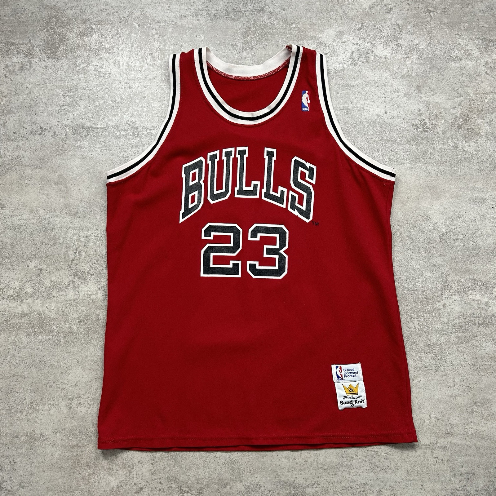 VTG 80s NBA CHICAGO BULLS MICHAEL JORDAN SAND KNIT JERSEY Sz XL