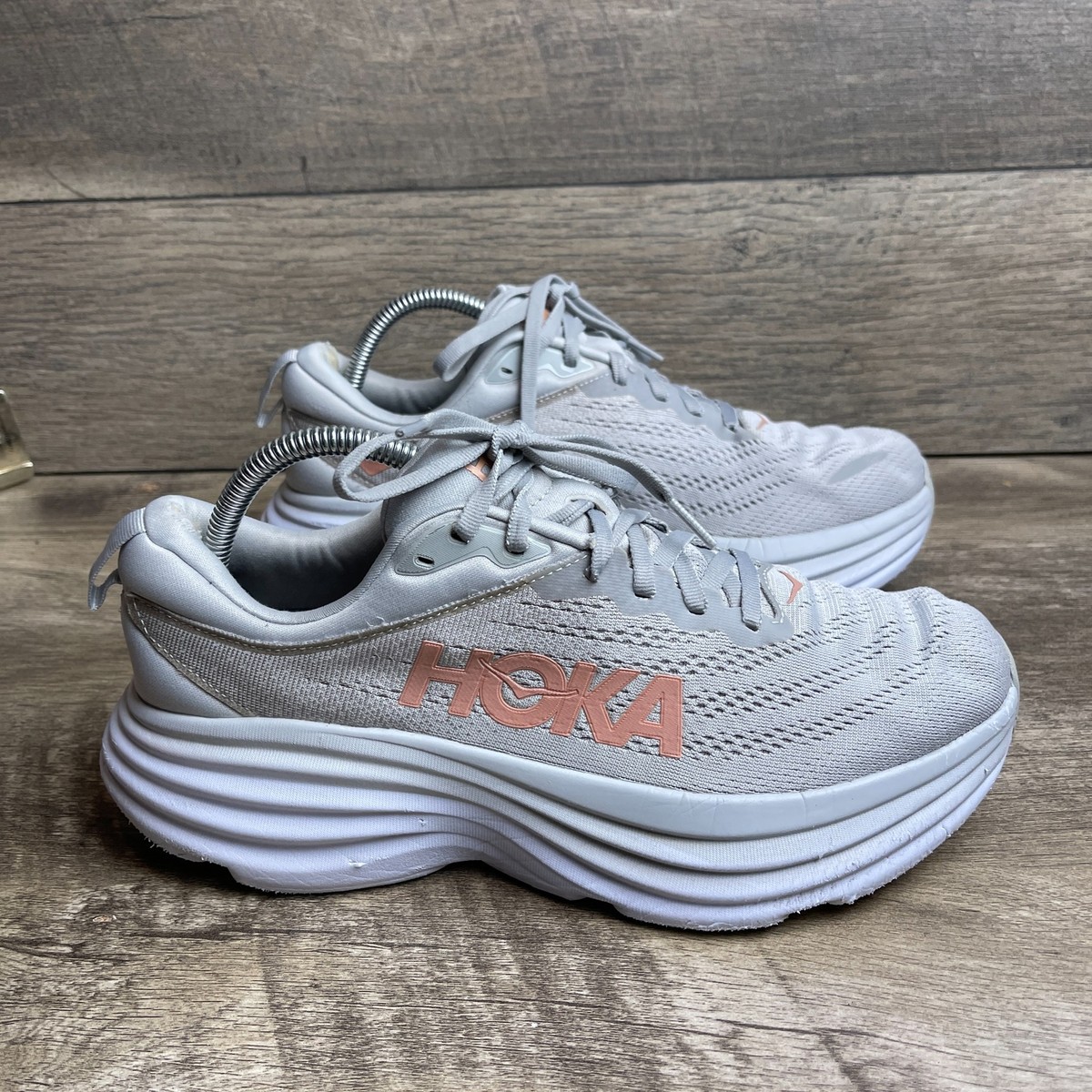 Hoka One One Bondi 8 1127952-HMLR Womens US 10B Running Shoes Gray