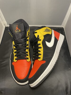 Nike Air Jordan 1 Mid SE Amarillo Orange Mens Sneakers Gym Shoes