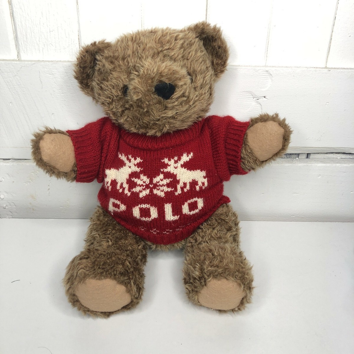 Vintage Polo Ralph Lauren 1998 Brown Teddy Bear w/ Red Sweater