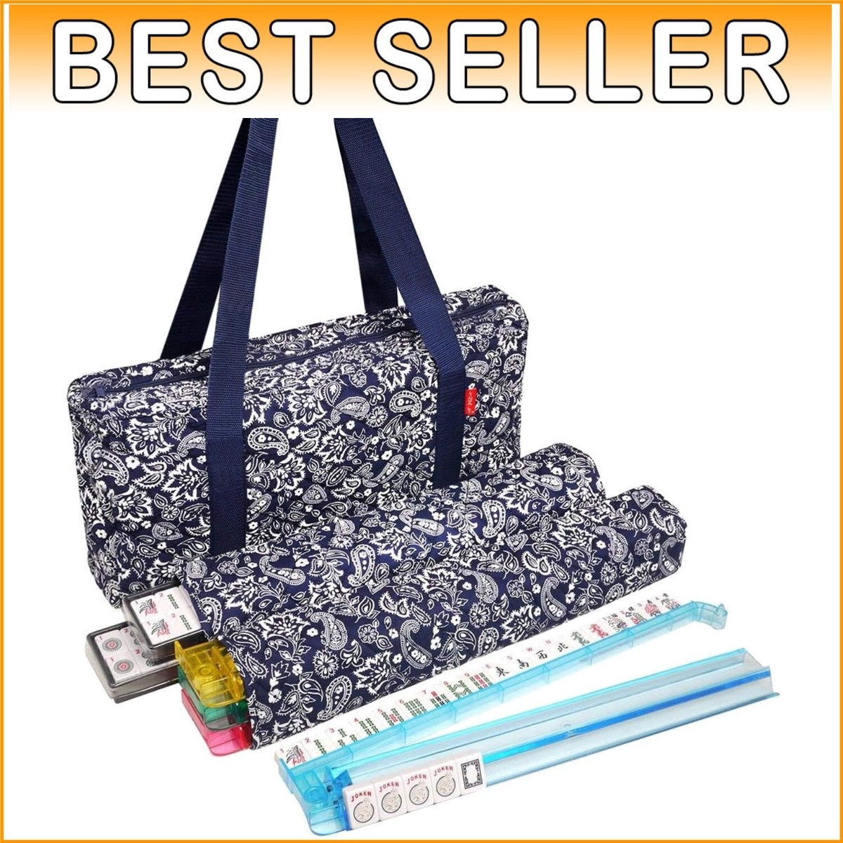 Luxury American Mahjong Set: 166 Engraved Tiles, Racks & Quilted