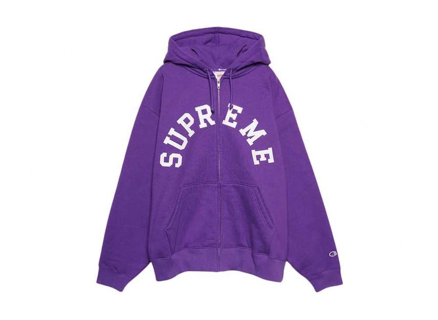 Supreme Champion Zip Up Hooded Sweatshirt Purple | eBay