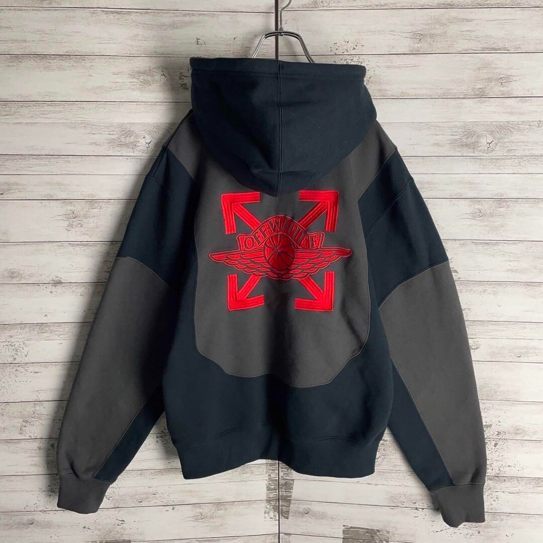OFF-WHITE x AIR JORDAN Hoodie Sweater with Logo Embroidery Black