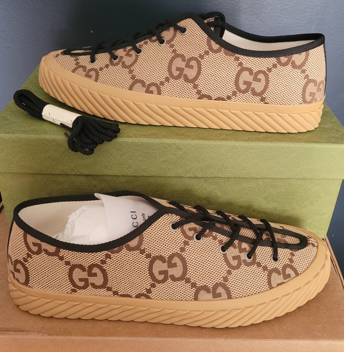 NEW AUTHENTIC GUCCI MAXI GG LOW TOP MEN'S 
