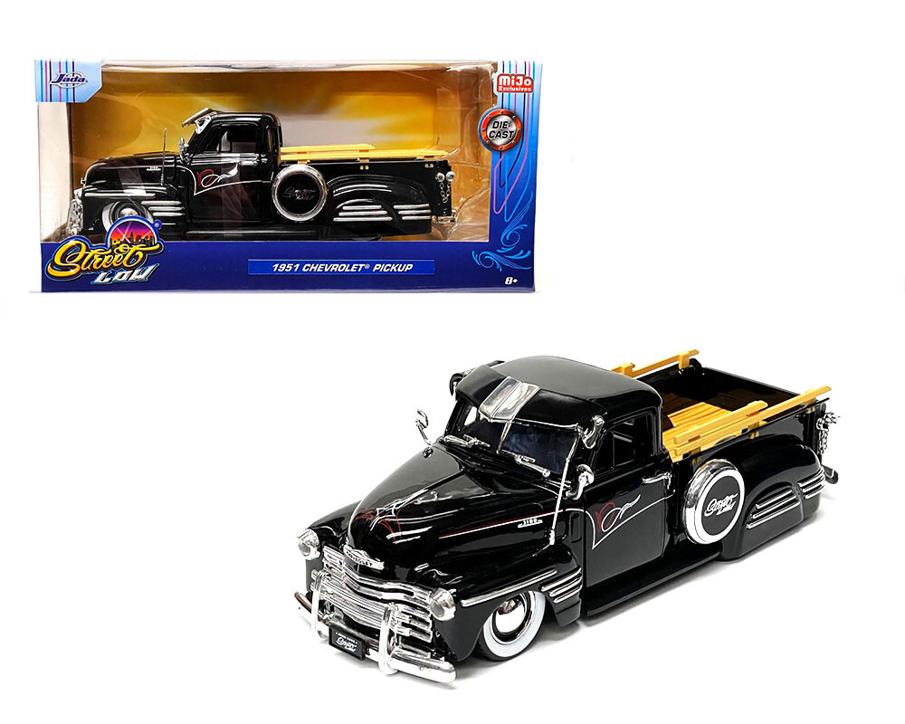 1951 Chevrolet Pickup Lowrider Black Street Low 1/24 Diecast Model