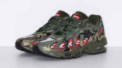 CV7652-300 Nike Air Max 96 Supreme Camo Dark Army Speed Red Clear