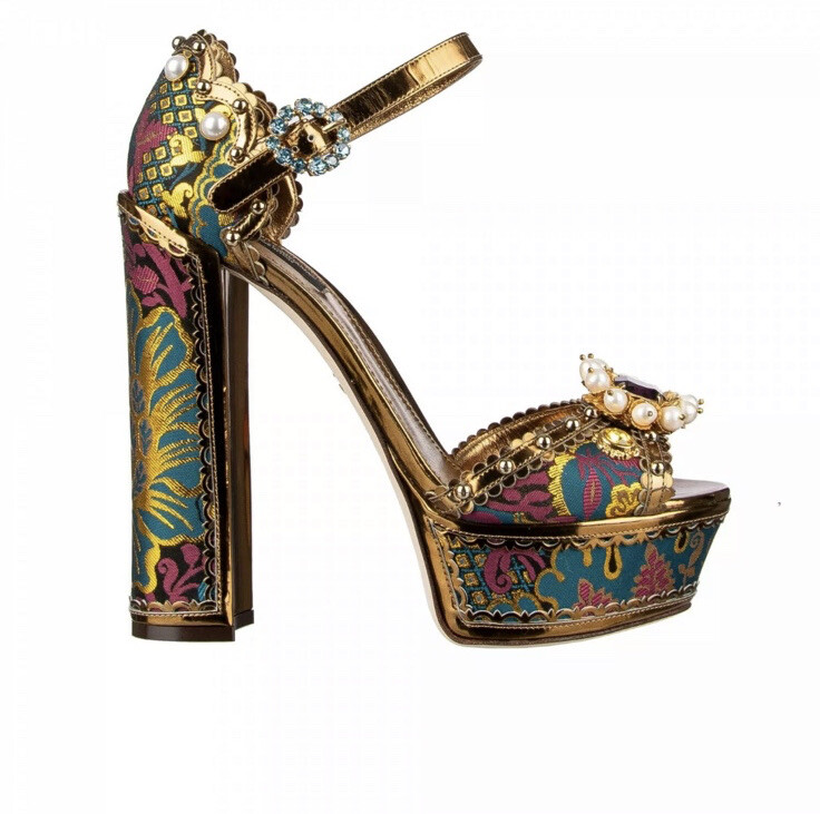 DOLCE & GABBANA Baroque Platform KEIRA Pearls Crystals Gold size