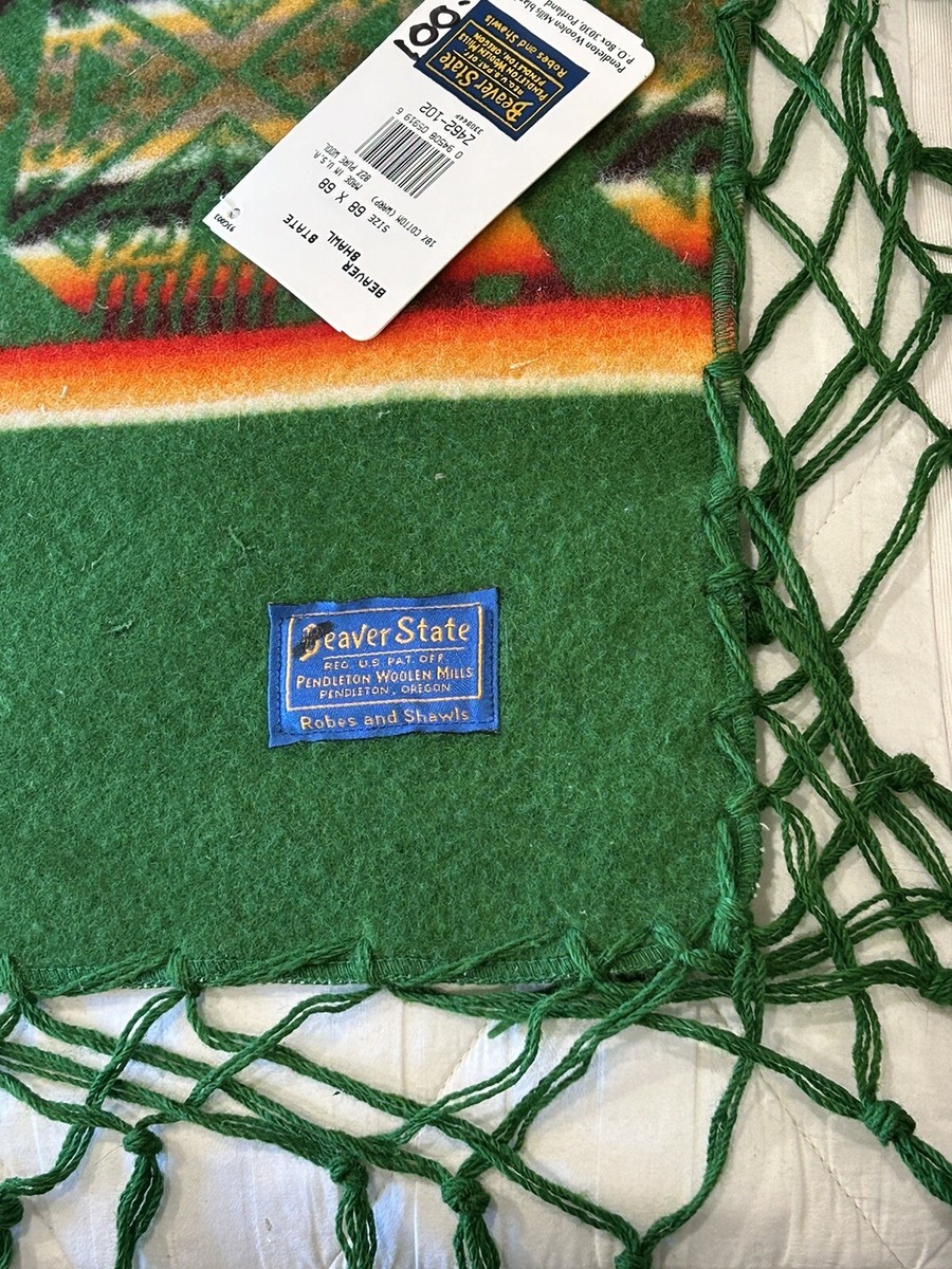 1970's Pendleton Indian Friendship Blanket 68x68 Beaver State Tags