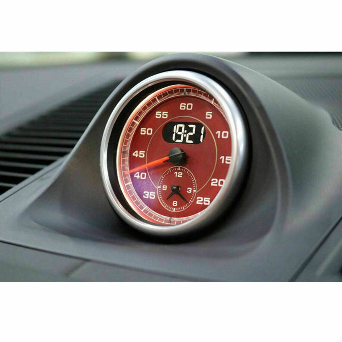 Red Dial Clock Gauge Chrono Fit Porsche Cayman 911 Macan Cayenne