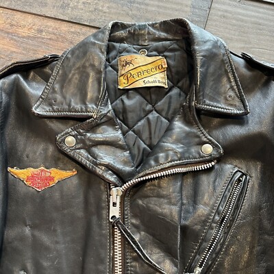1970's Schott NYC Perfecto Leather Motorcycle Jacket Harley
