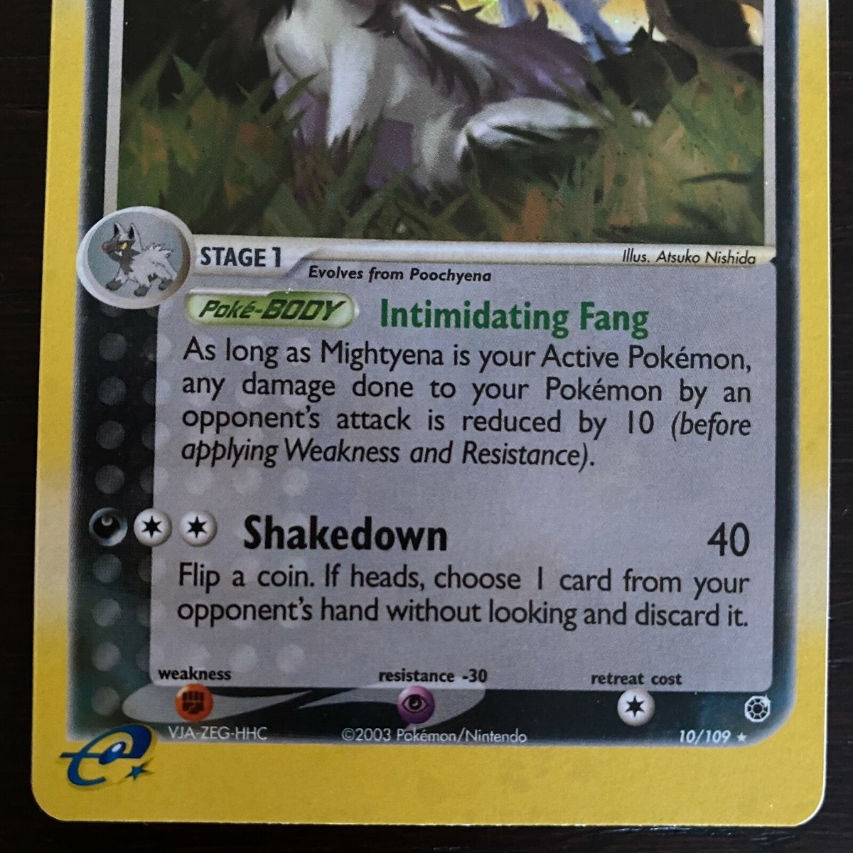 MIGHTYENA - HOLO RARE - 10/109 - EX RUBY & SAPPHIRE - NEAR MINT