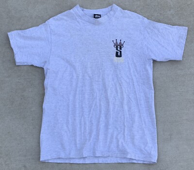 Vintage Stussy T Shirt Graphic Crown Logo Spell Out Surf Skate 80s