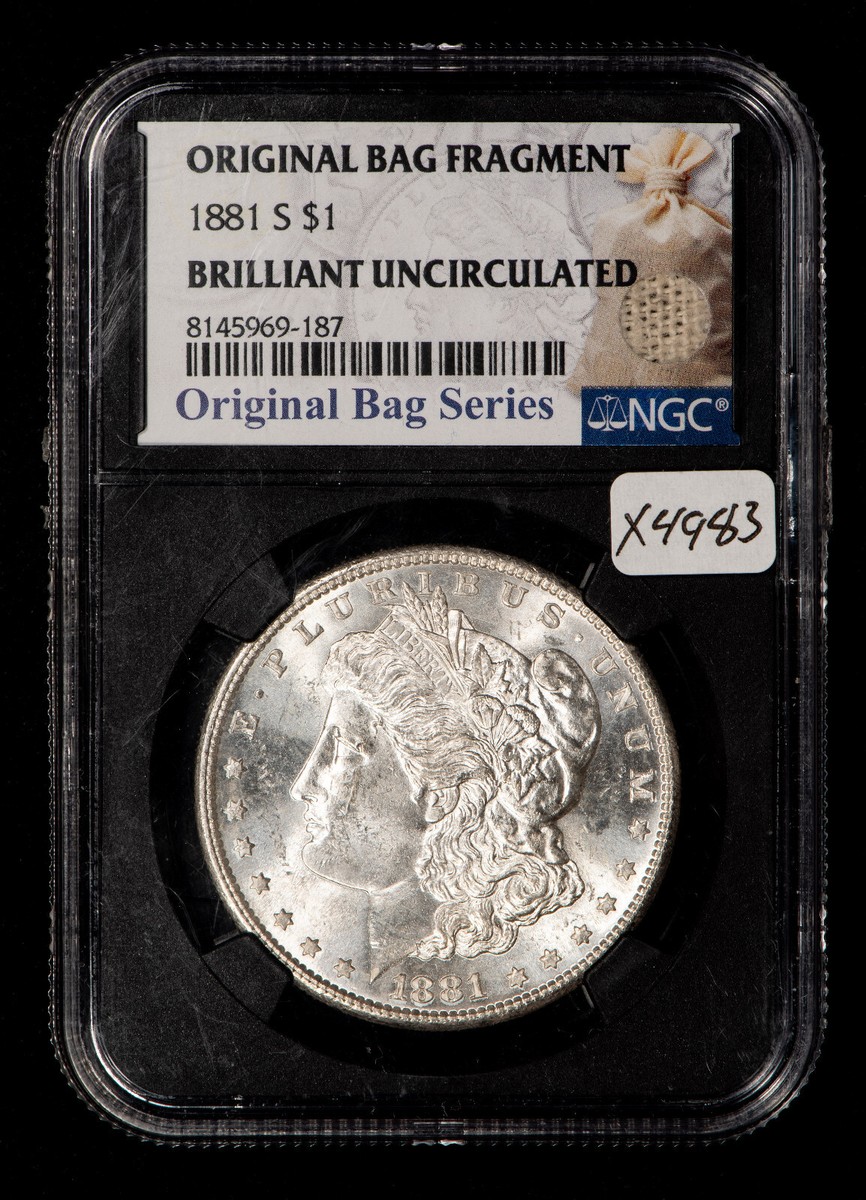 1881-S $1 Morgan Dollar Original Bag Fragment NGC Brilliant