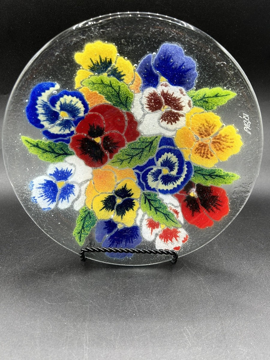 Peggy Karr】USA 作家 ガラスプレート 大作 サインあり Peggy Karr