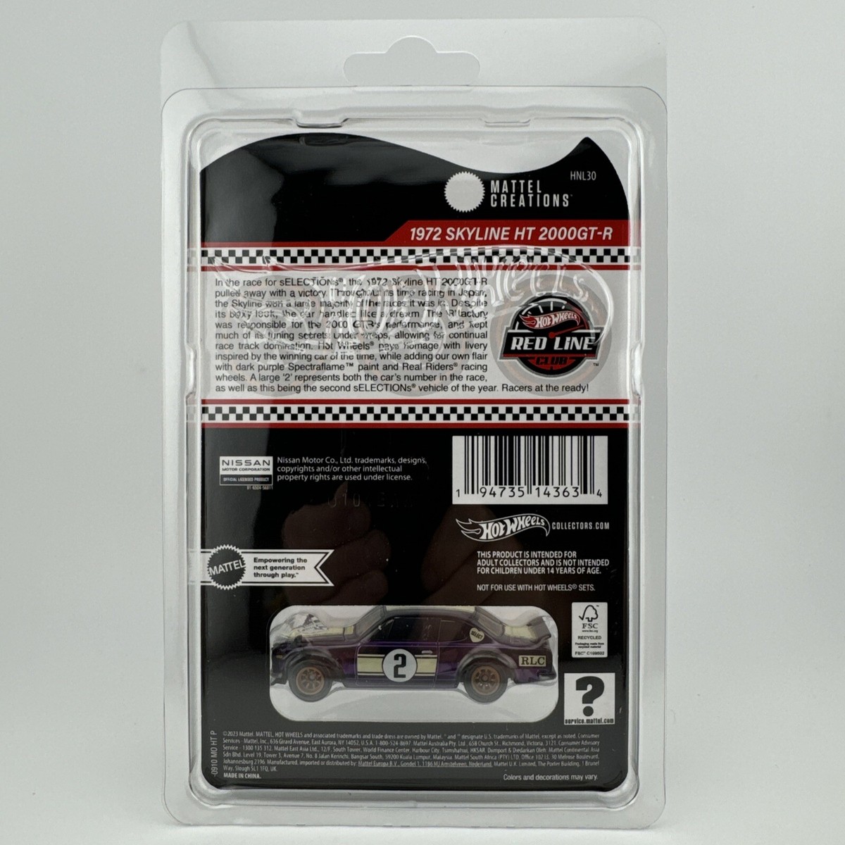 2023 Hot Wheels Redline Club RLC Selections 1972 Nissan Skyline H