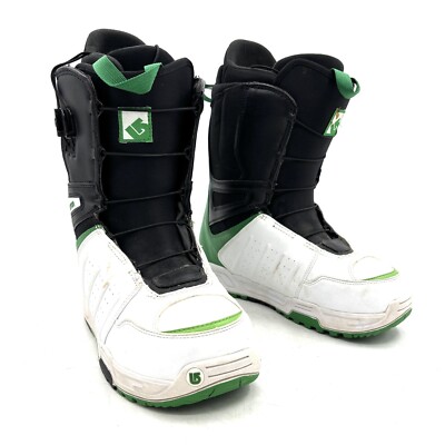 Burton Moto Black White Green Snowboard Boots Men's Size US 8 / EU
