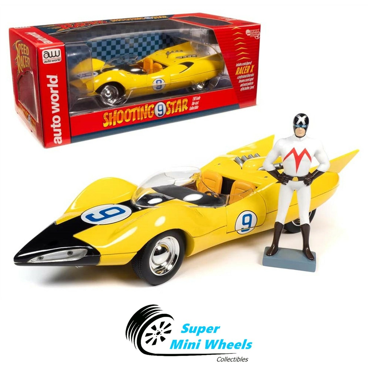 Auto World 1:18 Speed Racer Shooting Star with Racer X Figure