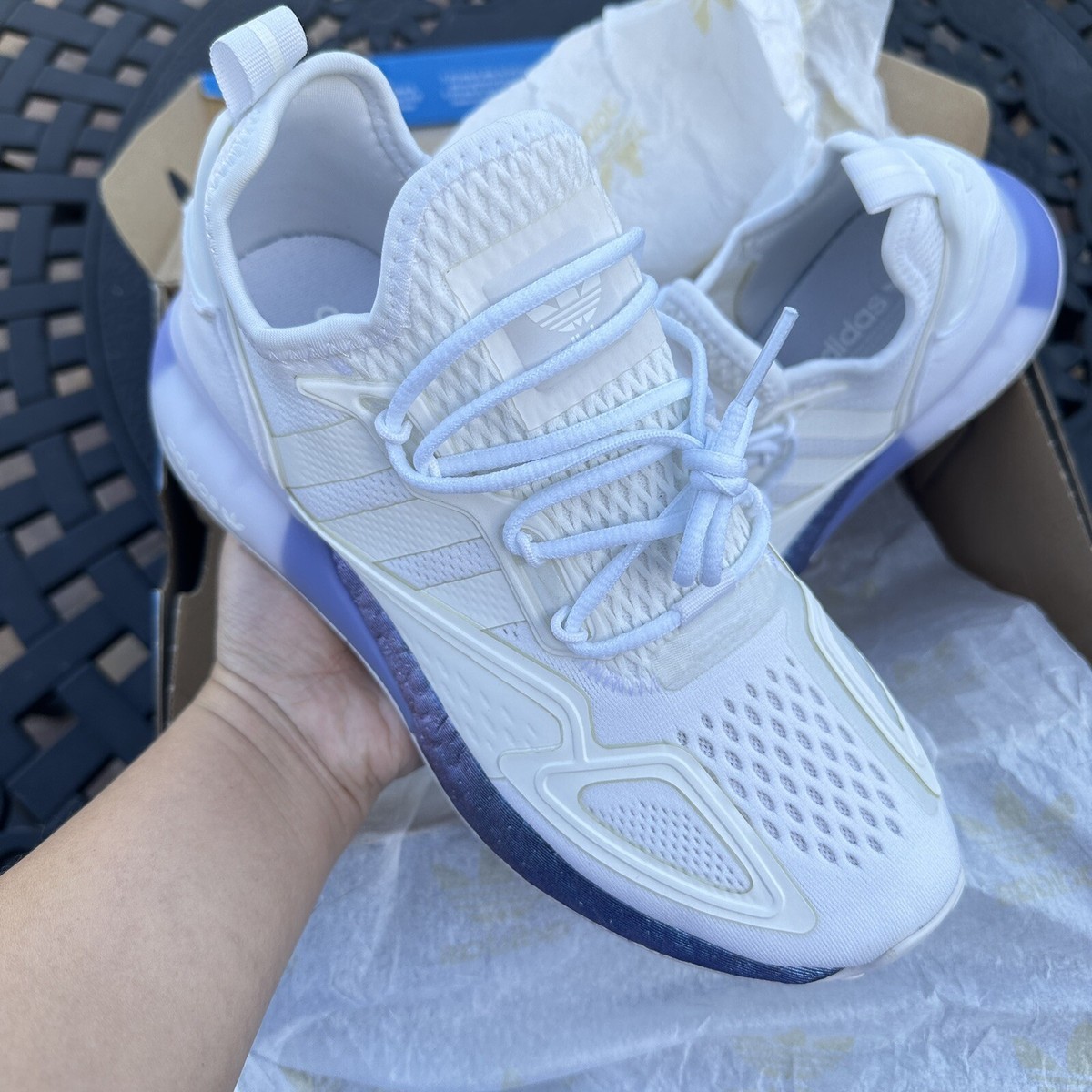 Adidas ZX 2K Boost White Boost Blue Violet Men's Athletic Shoes