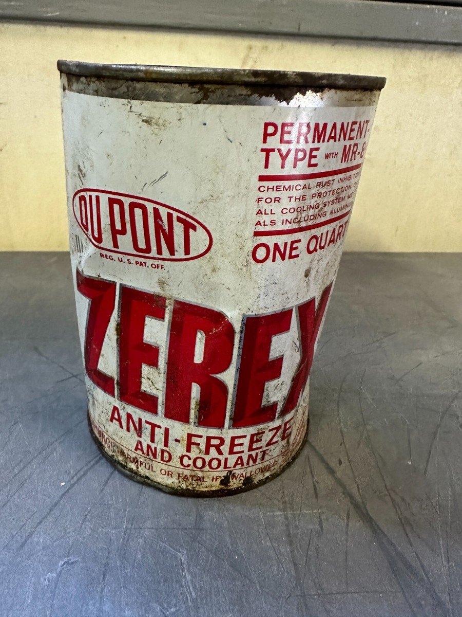 Vintage ZEREX Anti-Freeze coolant Can 1 quart metal rare graphic
