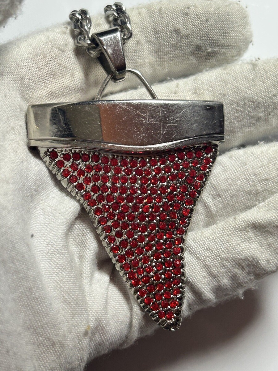 Givenchy Iced Out Shark Tooth Crystal Necklace Pendant Unisex